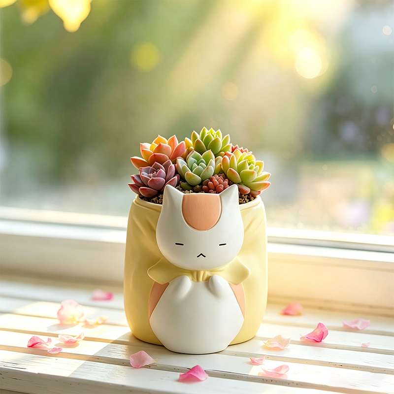 Sleepy Chubby Cat Resin Succul - đánh giá và giá Snake Plant Ceramic
